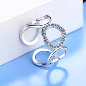 Silver Ring with Glittering Circle